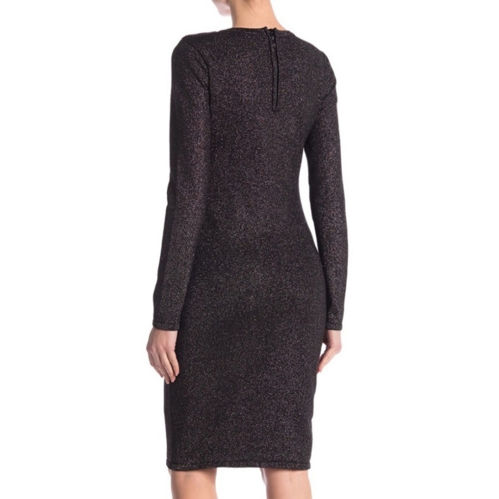 Vince Camuto Medium Black Gold Sparkle Metallic Zip-Up Dress - Picture 2 of 4